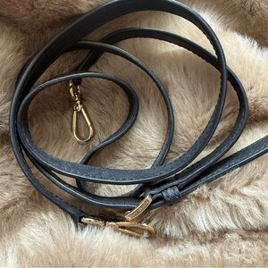 Michael Kors Black Leather Crossbody Strap with Gold Hardware